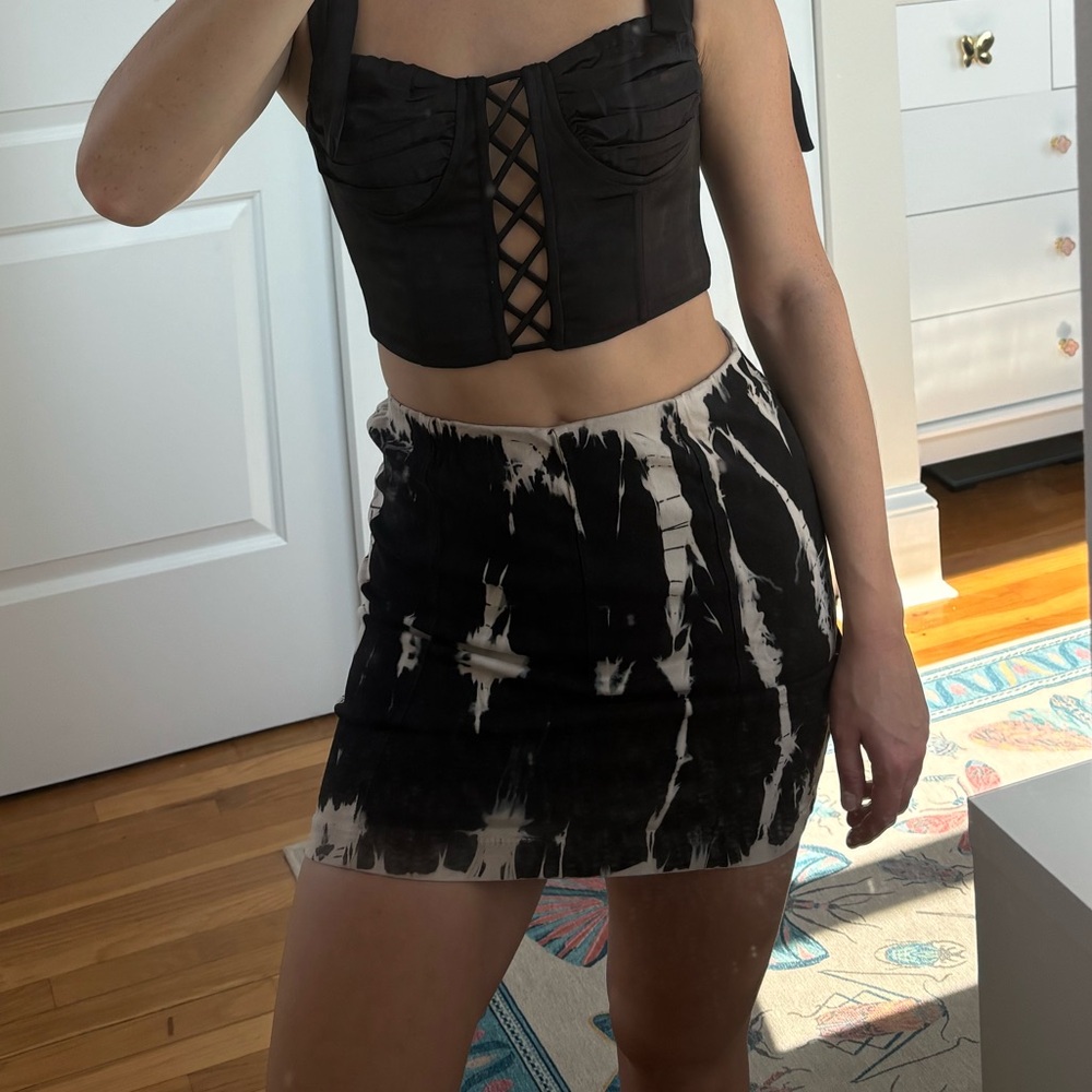 Black bleached mini skirt
